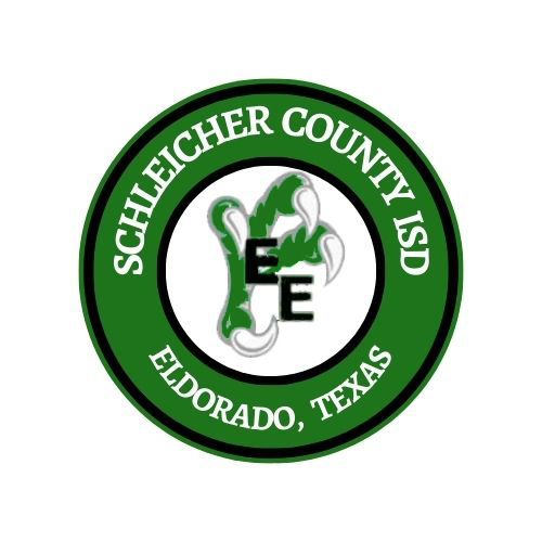 Logo for Schleicher County School District: a shield-shaped emblem with the initials "SCSD" in bold letters, surrounded by a laurel wreath.