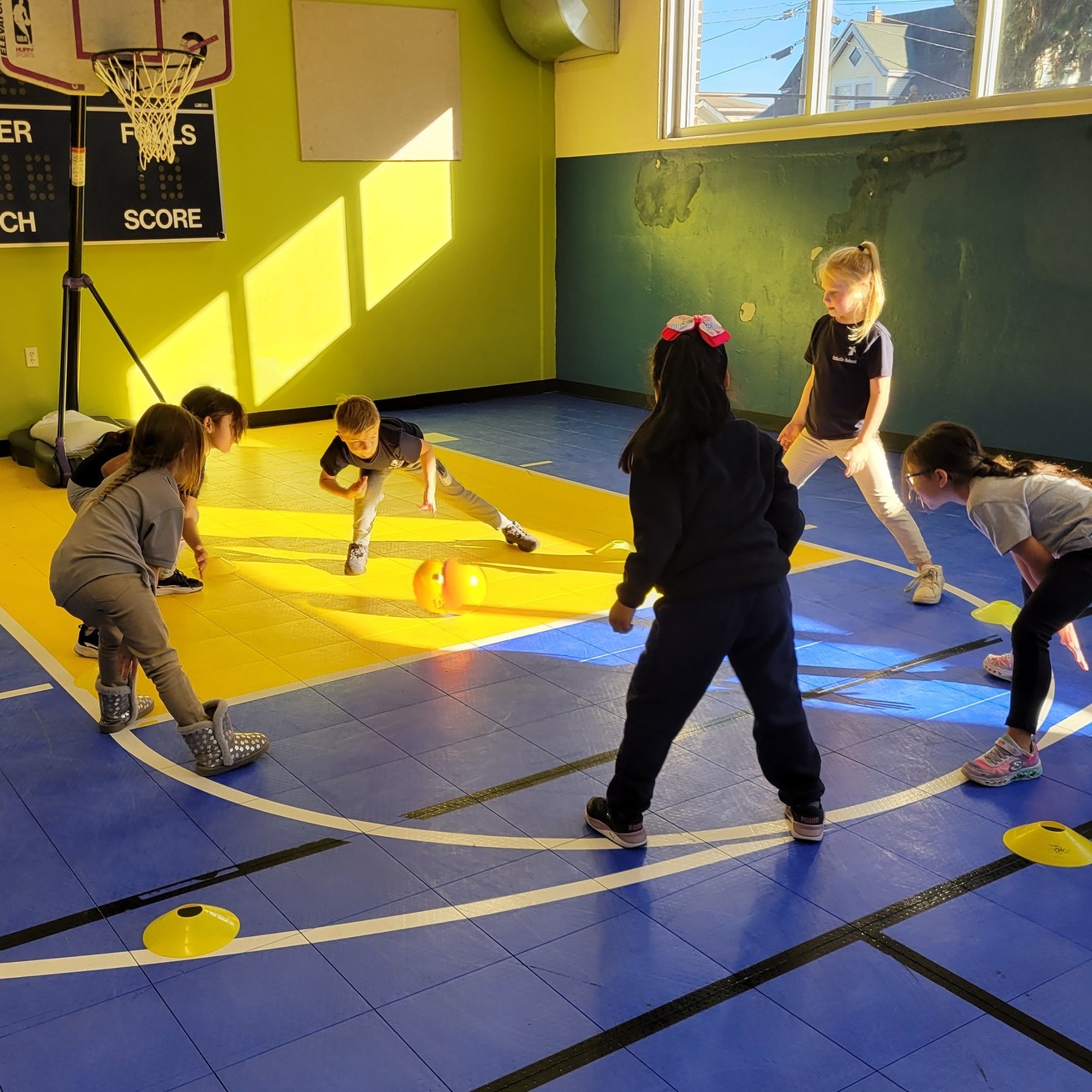 playing a game in a gym