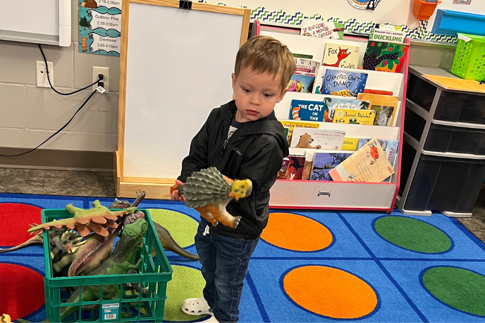 child playing with toy