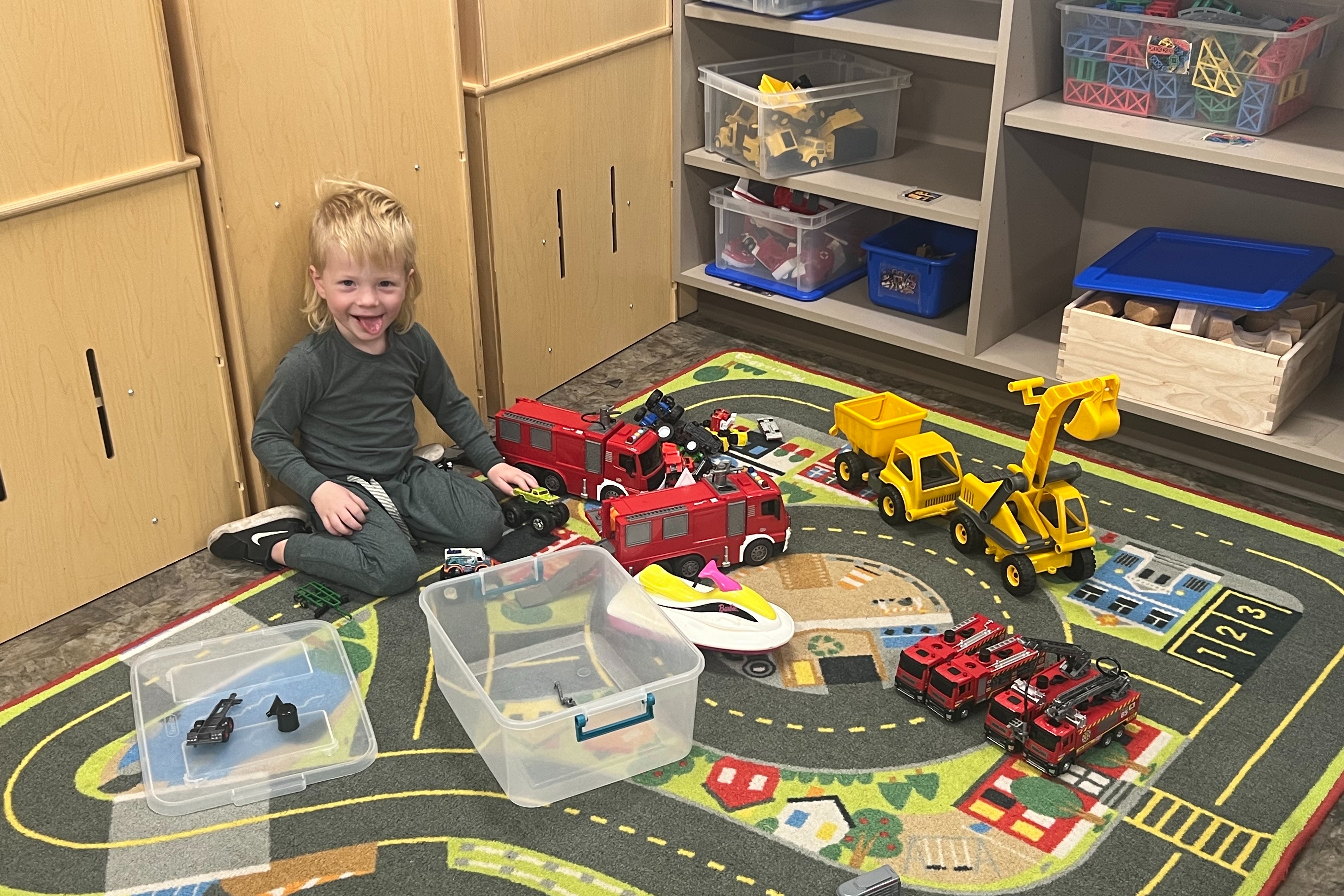 child playing with toy