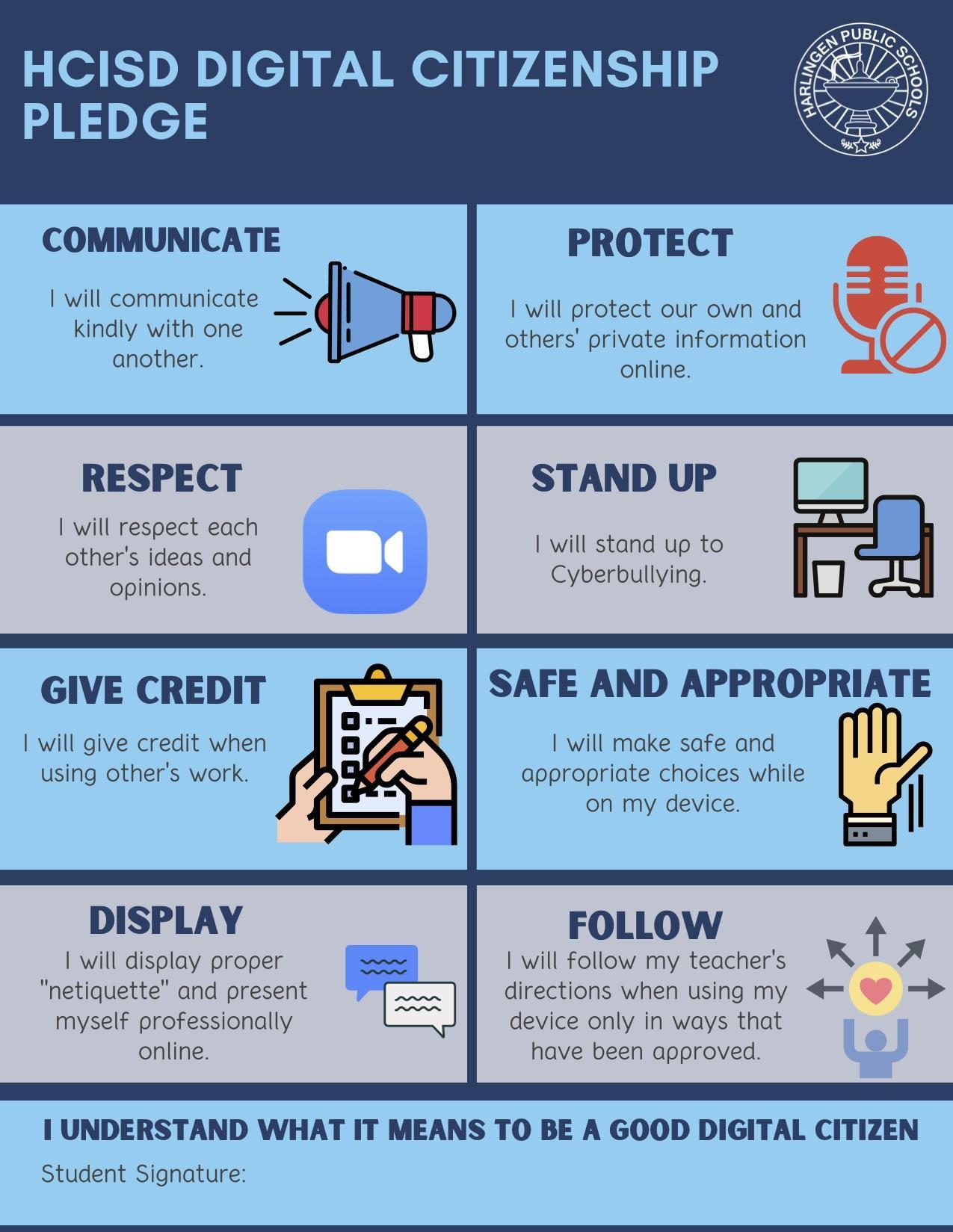 HCISD Digital Citizenship Pledge