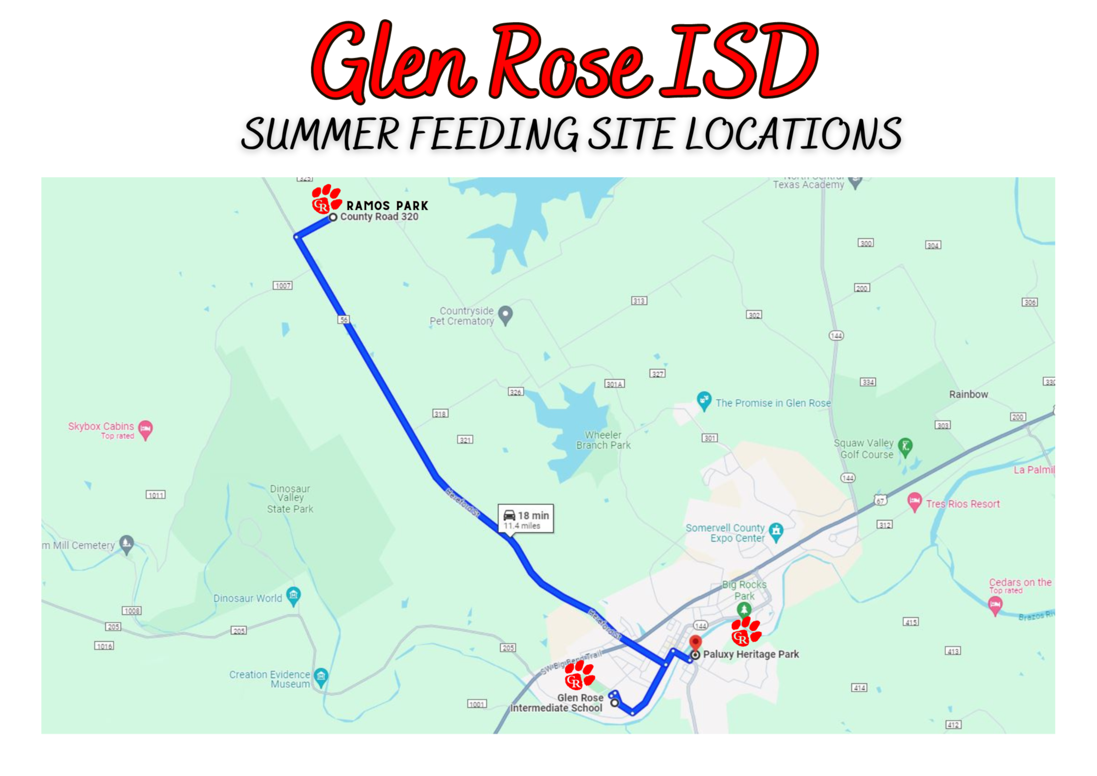 Glen Rose Summer Feeding Map