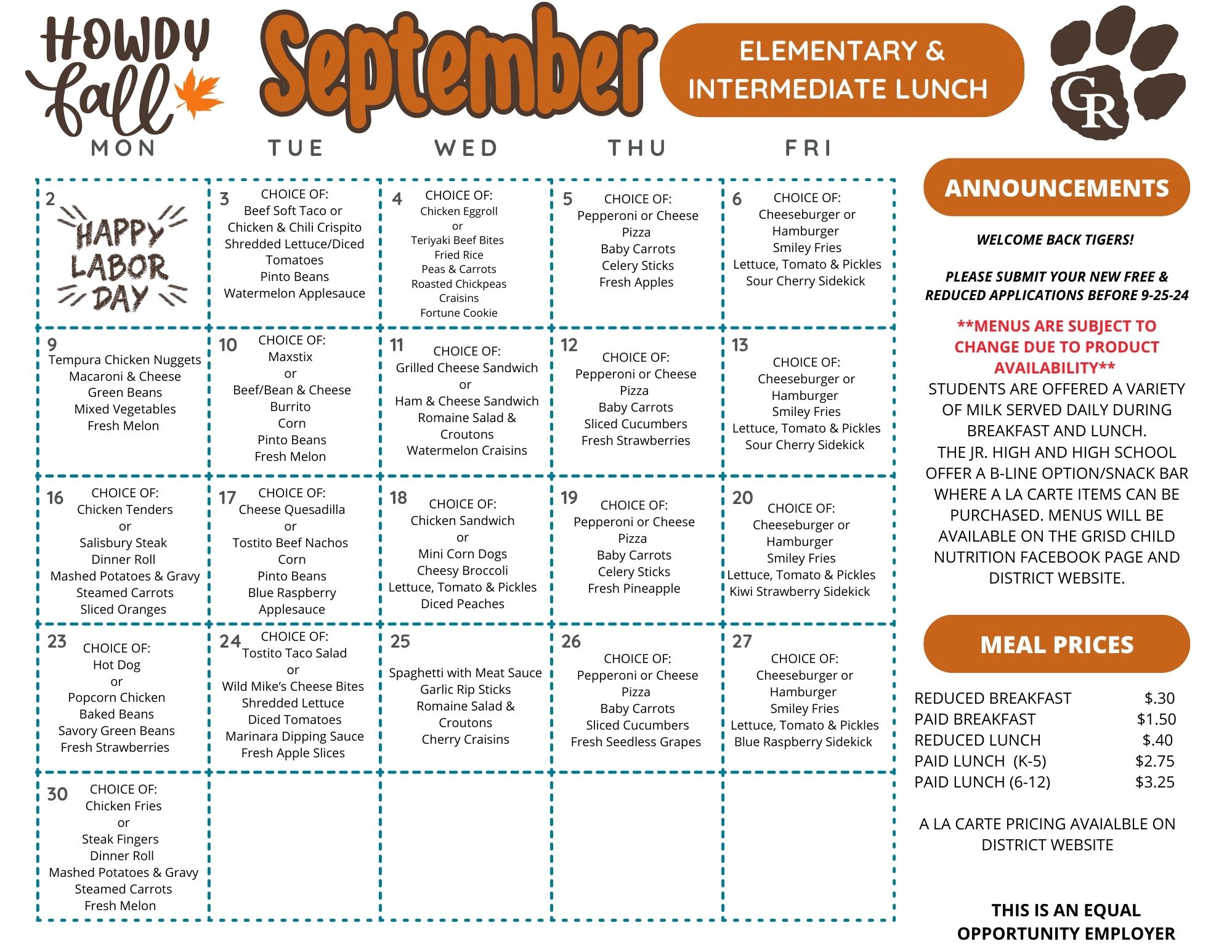 ELEM/INT LUNCH 