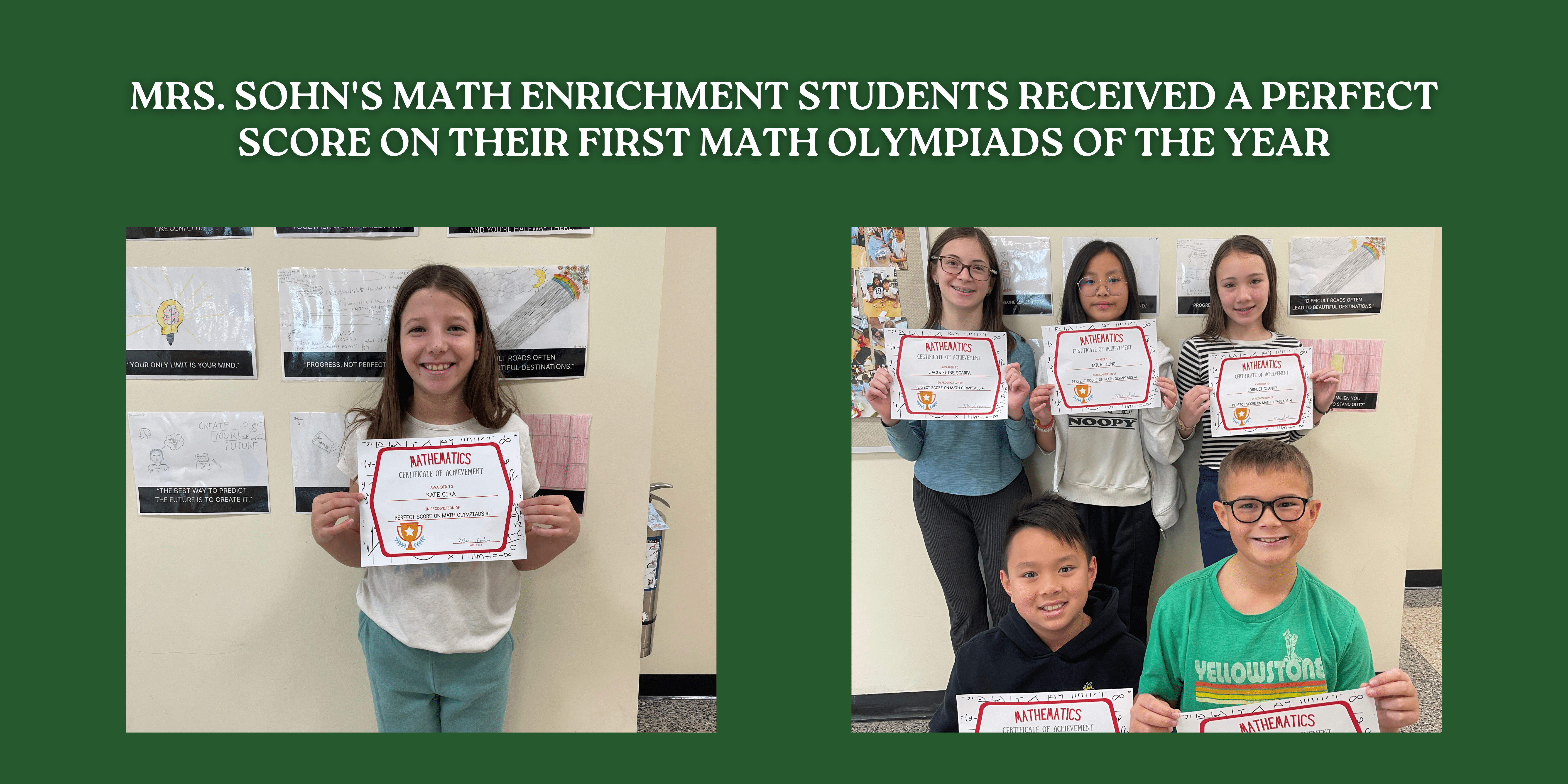 Carle Place students holding art.