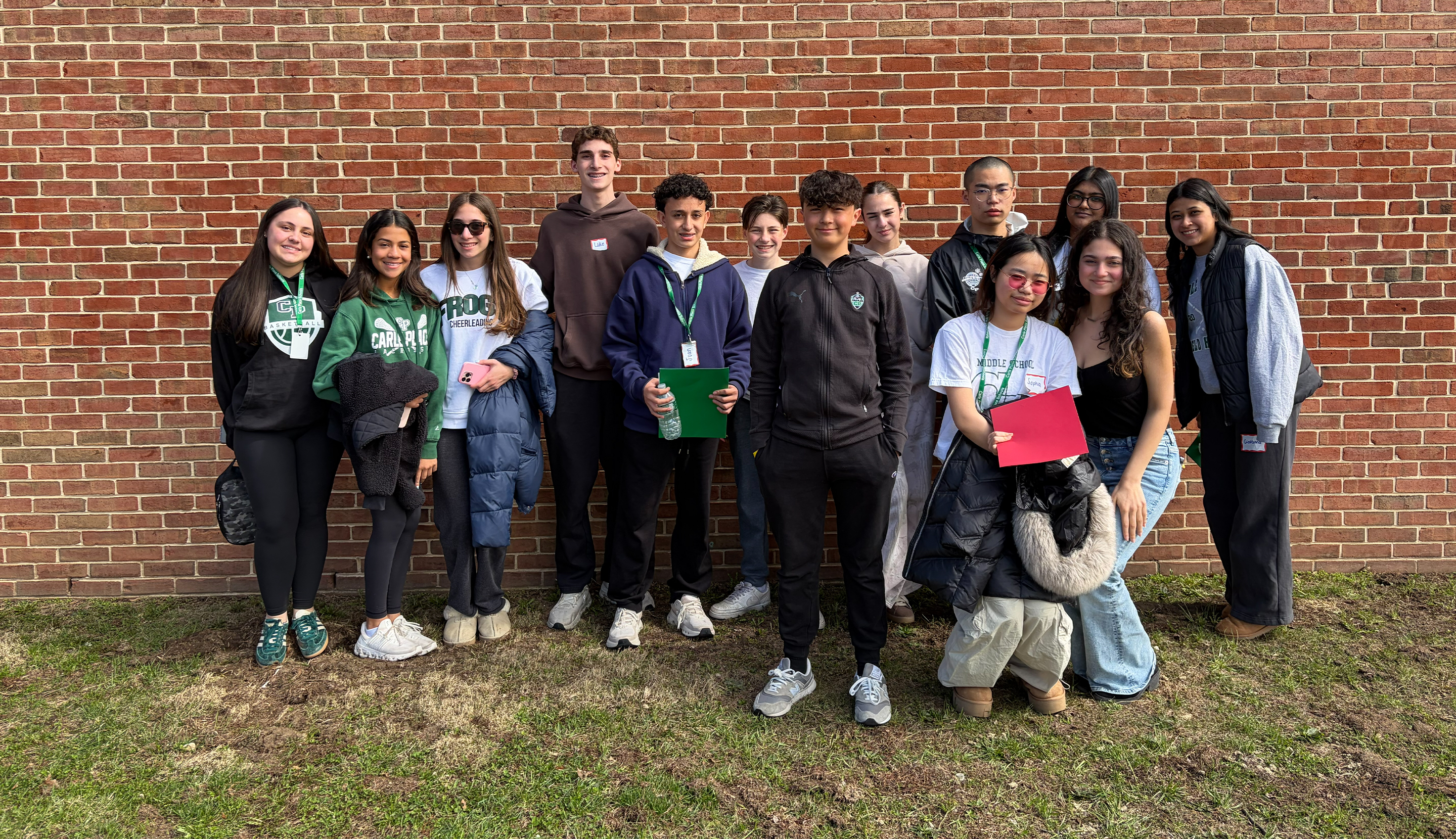 Students taking group photo.