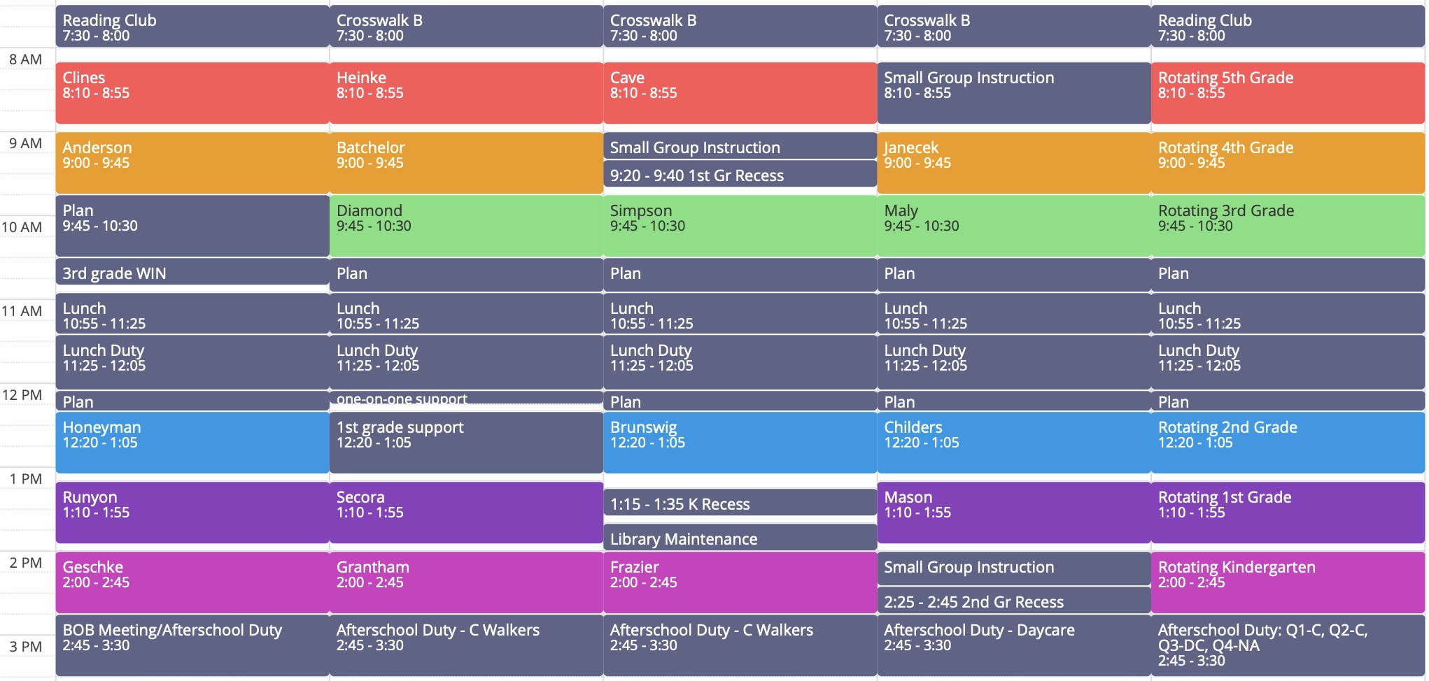 Library Schedule