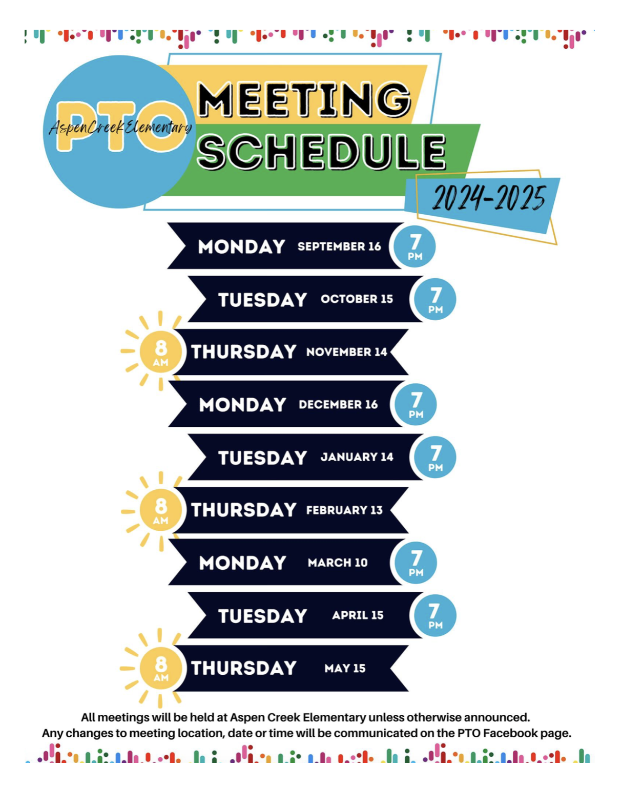 PTO Meeing dates