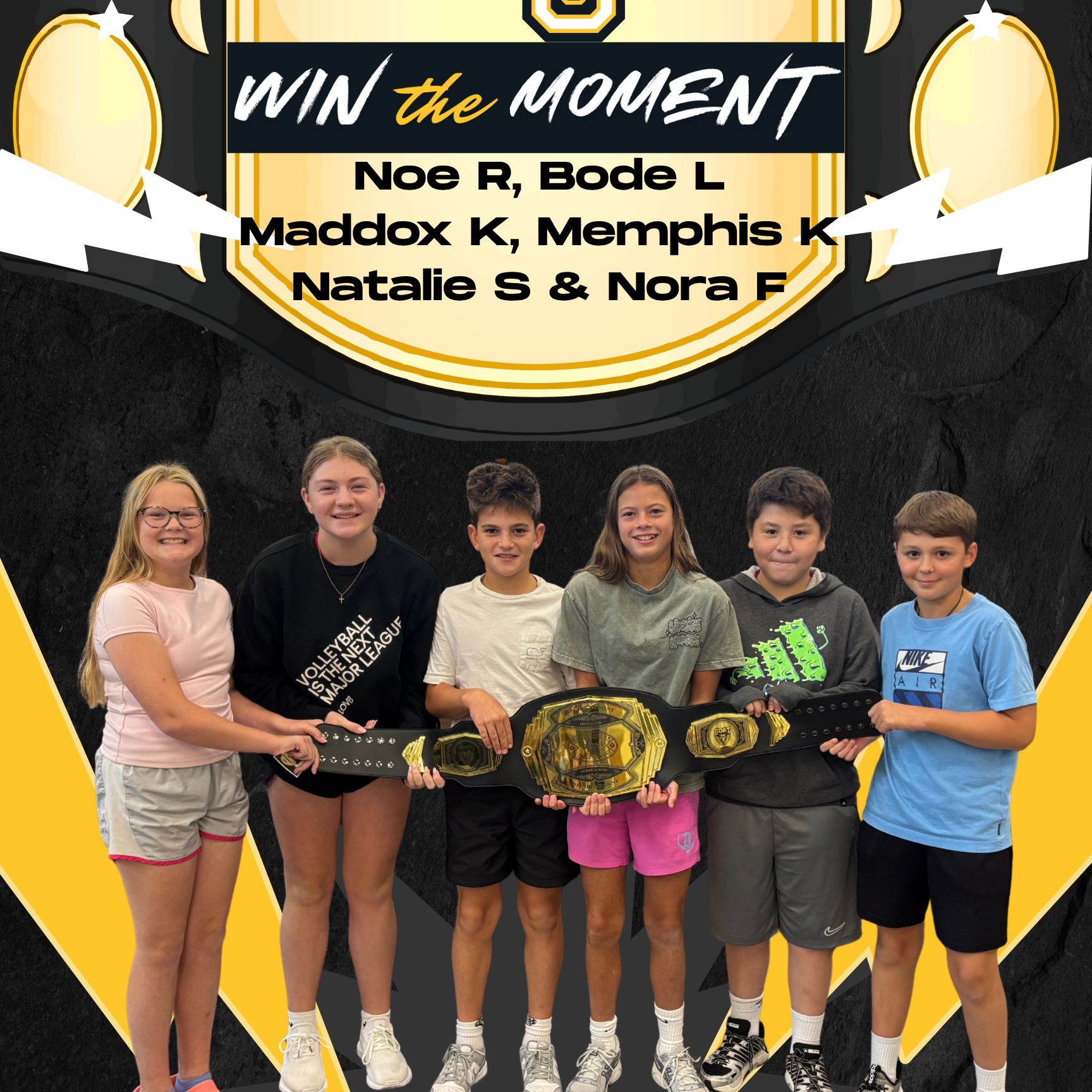 6th grade students who won the moment at ACMS