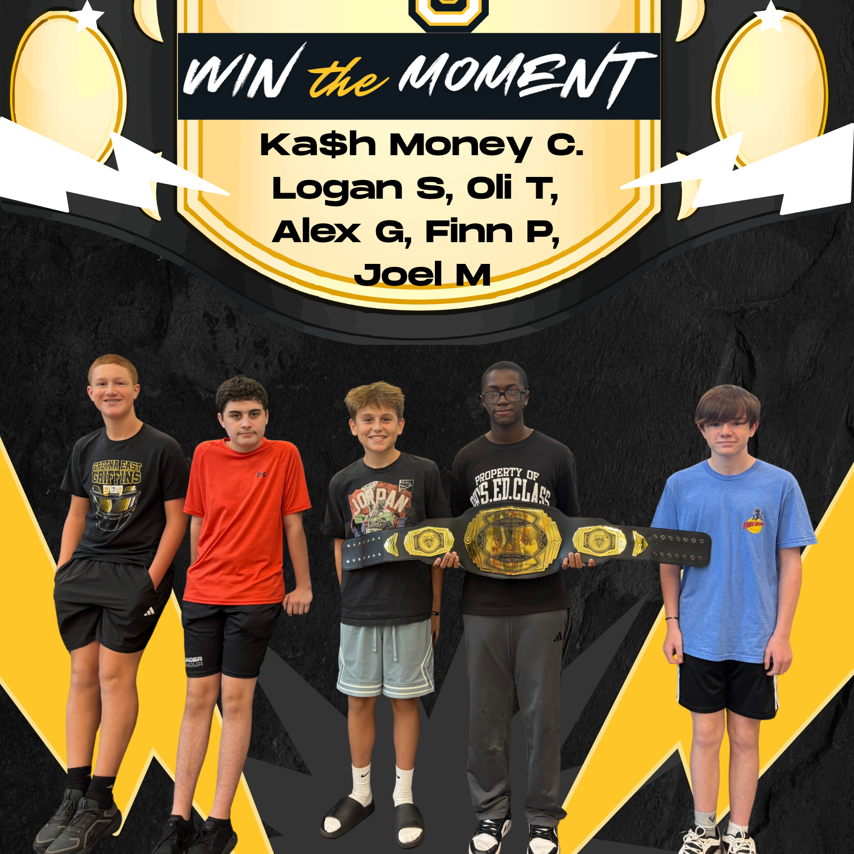 8th grade students winning the moment at ACMS