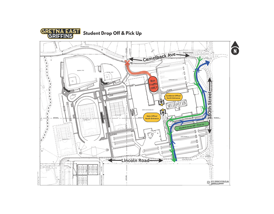 Student Drop-Off and Pick-up Areas map
