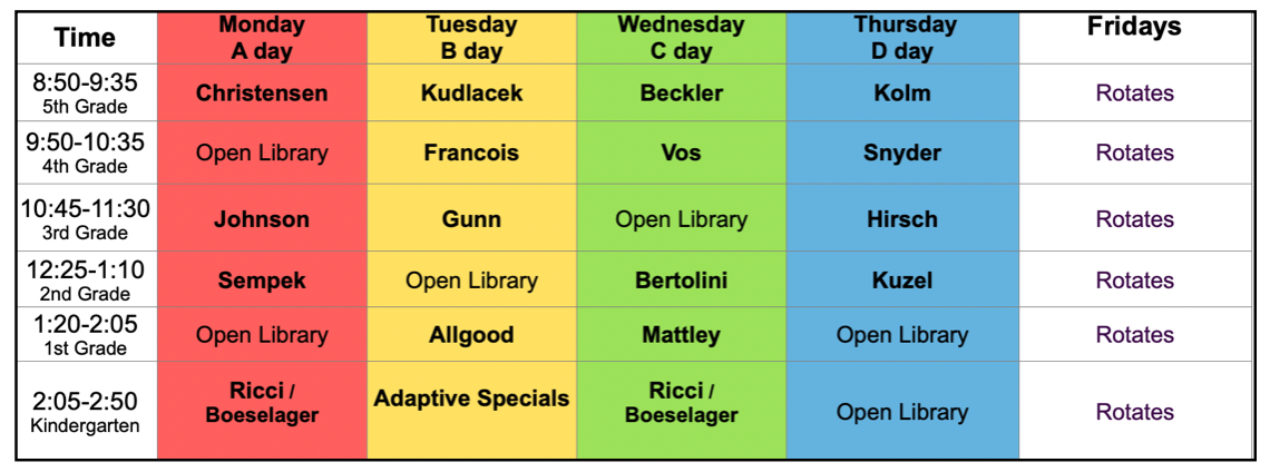 Library Schedule