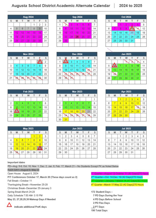 Augusta School District 24-25 Calendar (Link to Document Below)