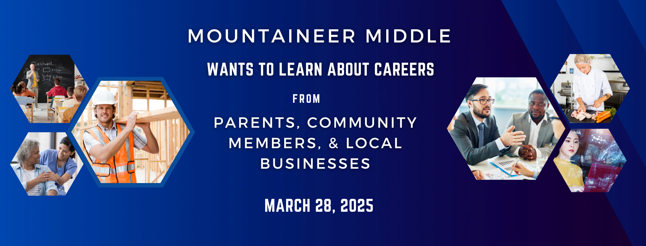 image encouraging parents and community members to volunteer to share their careers on March 28, 2025 with MMS students