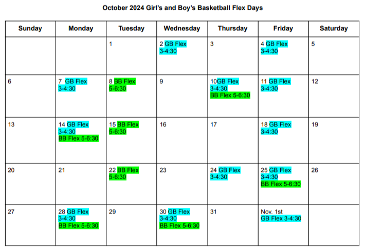 Flex Days Schedule