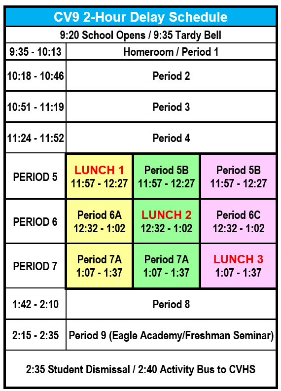 2-Hr Delay Schedule