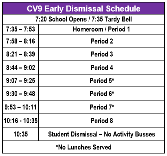 Early Dismissal Schedule