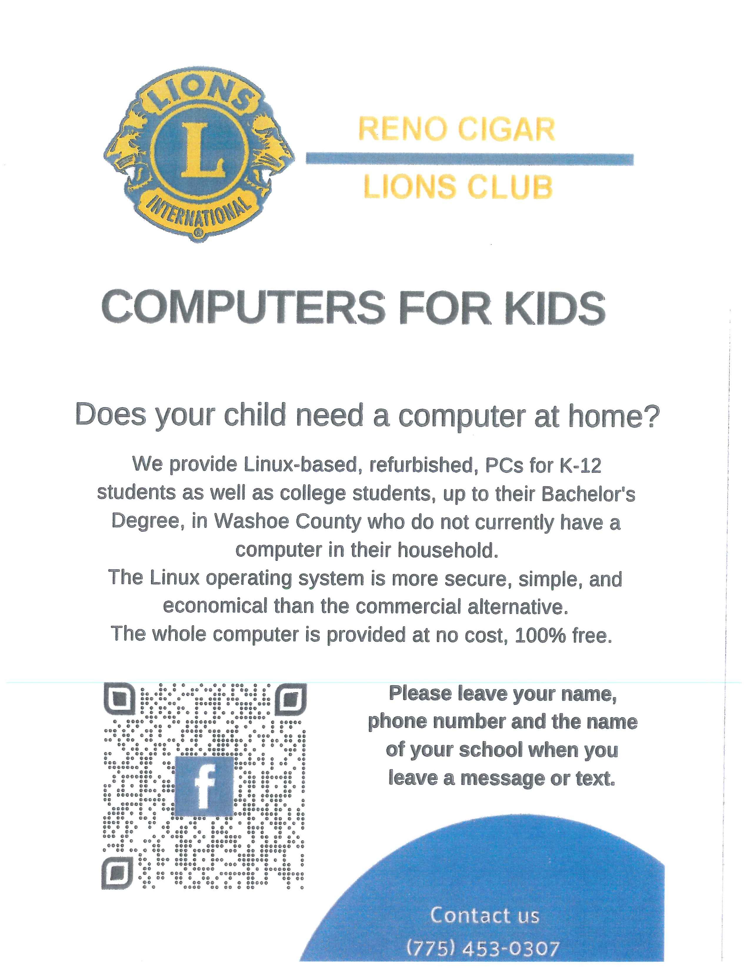 Computers for kids flyer