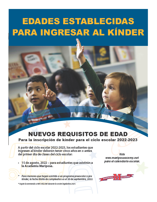 Age Deadlines for Kindergarten Flyer (Spn)