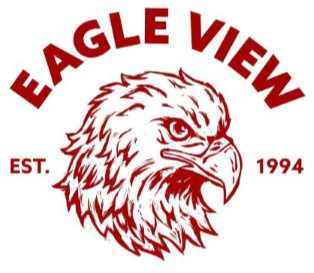Eagle View text and Eagle Head in Red