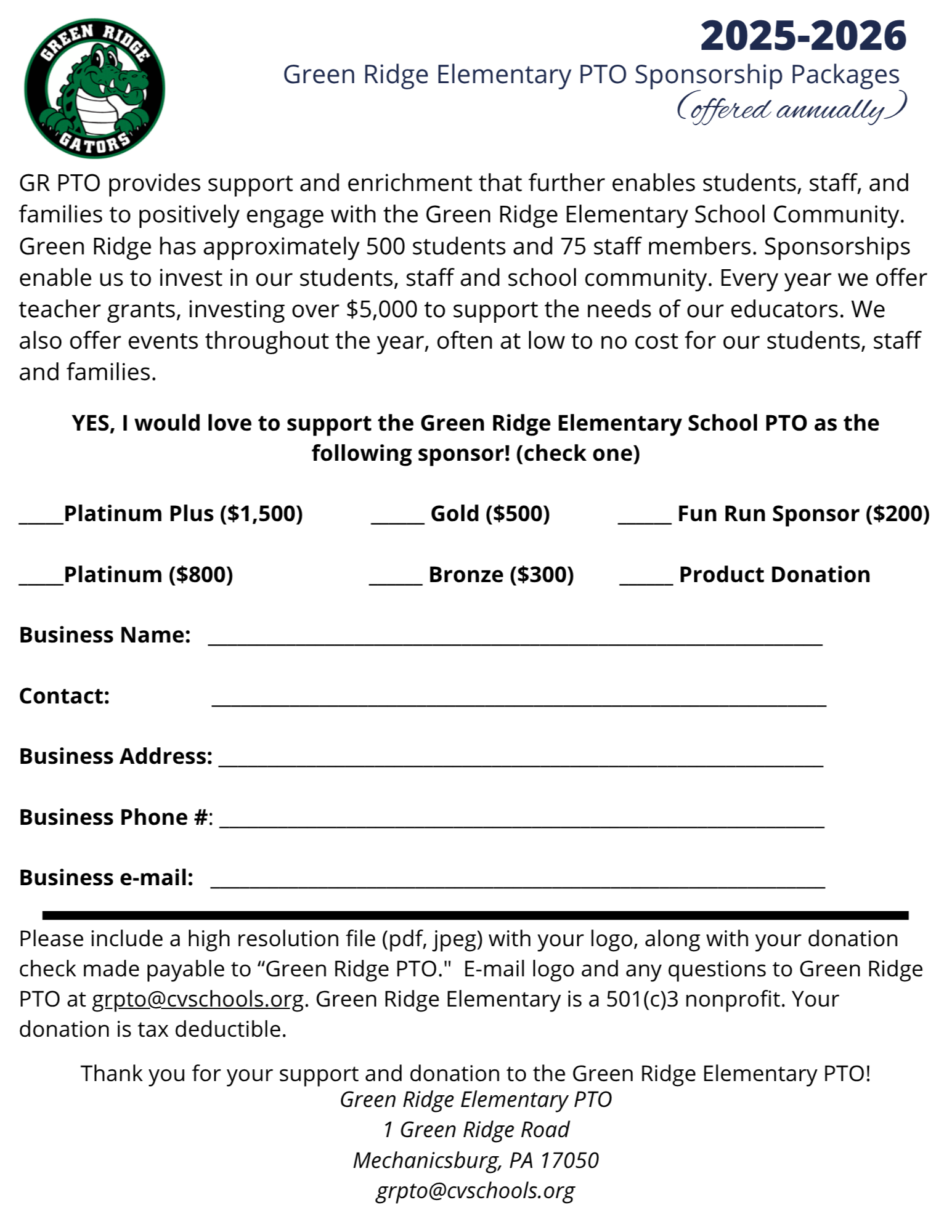 sponsorship form