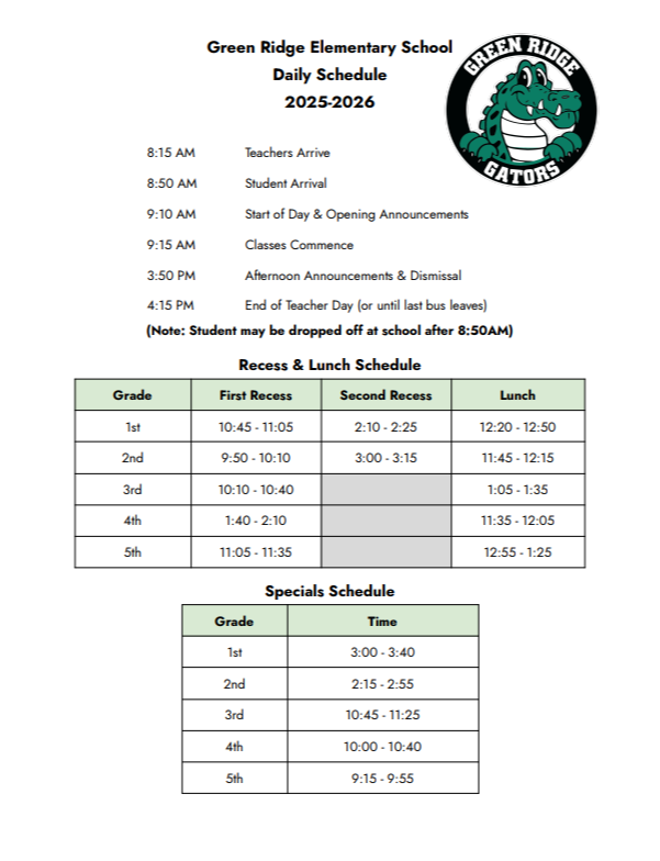 Green Ridge's Daily Instructional Schedule: to access go to the following link: https://docs.google.com/document/d/1VVMjlvUgAkP8_4QQqC3KzsT_Qe4_2-kAsJaek_9U3so/edit?usp=sharing