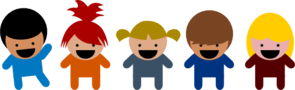 illustration of little kids wearing different color clothing