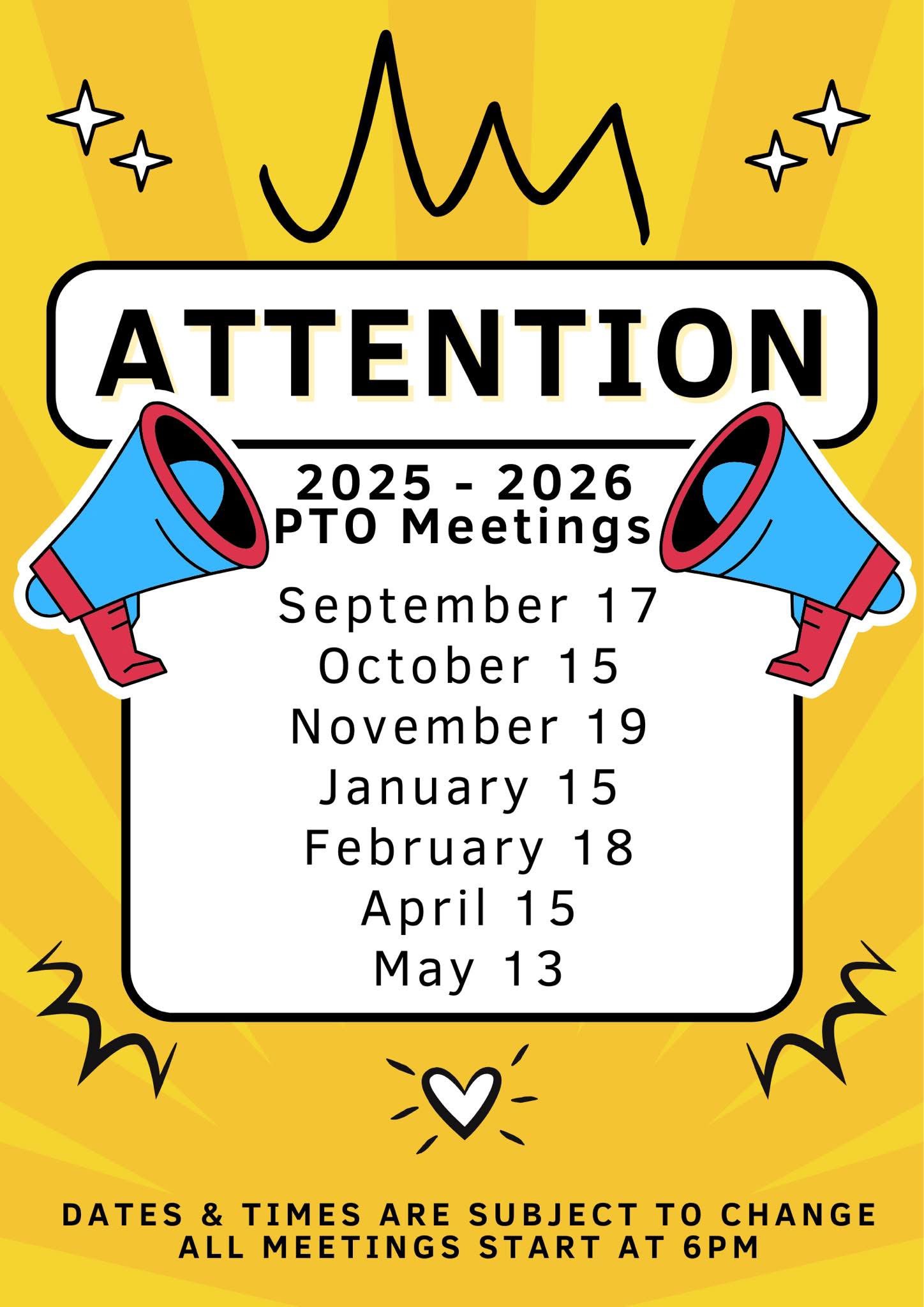 2025-2026 PTO Meetings