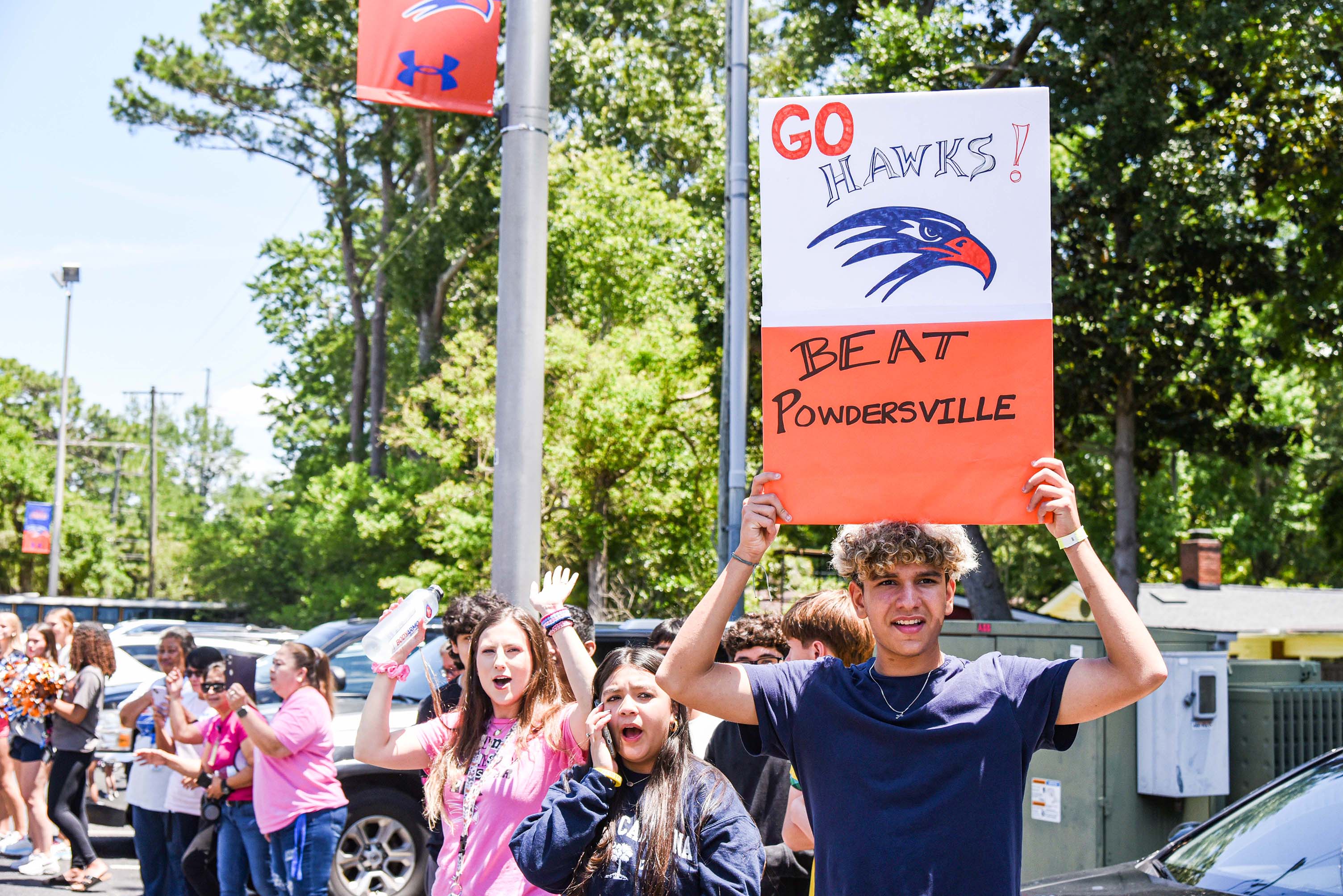 students with signs