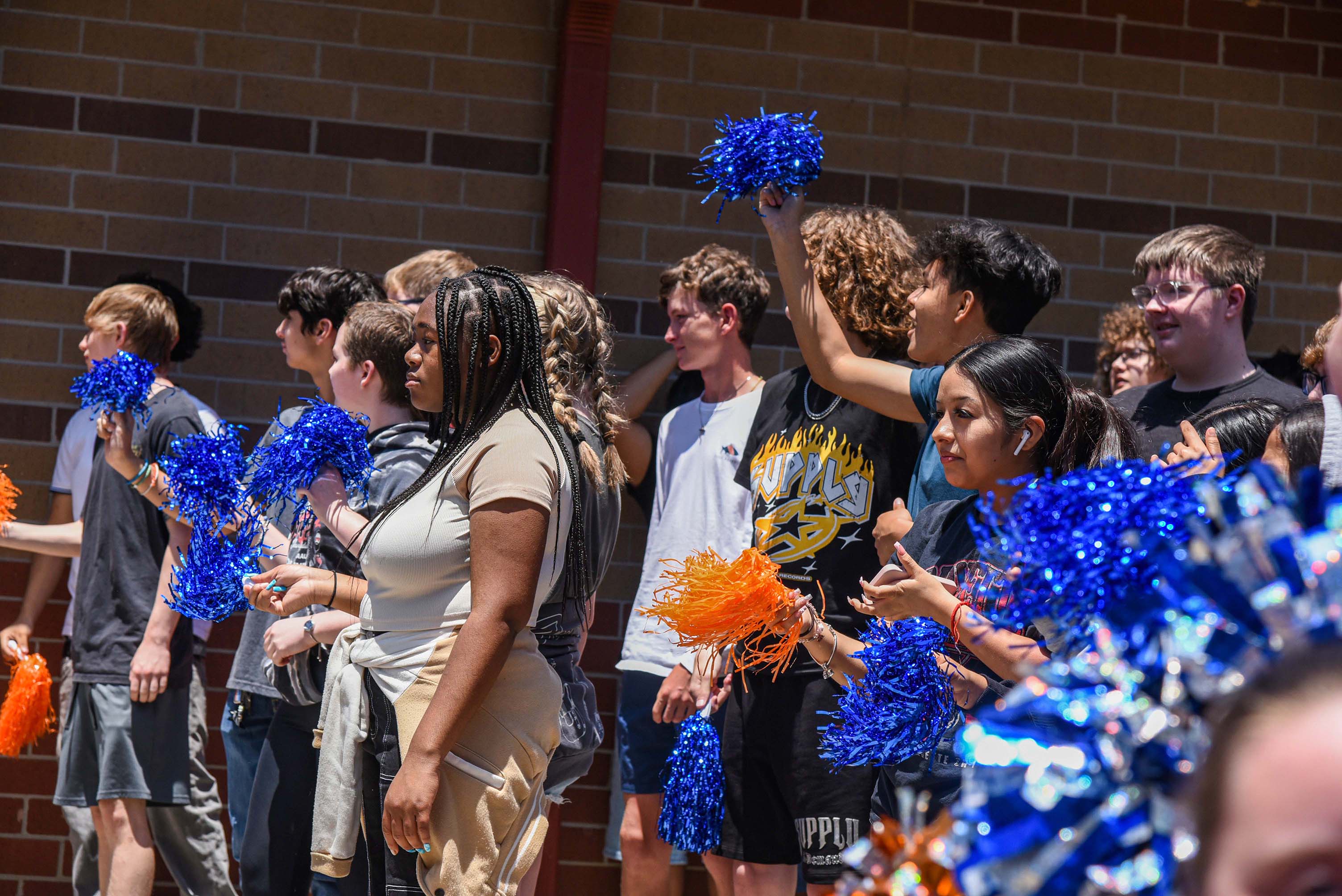 students cheering