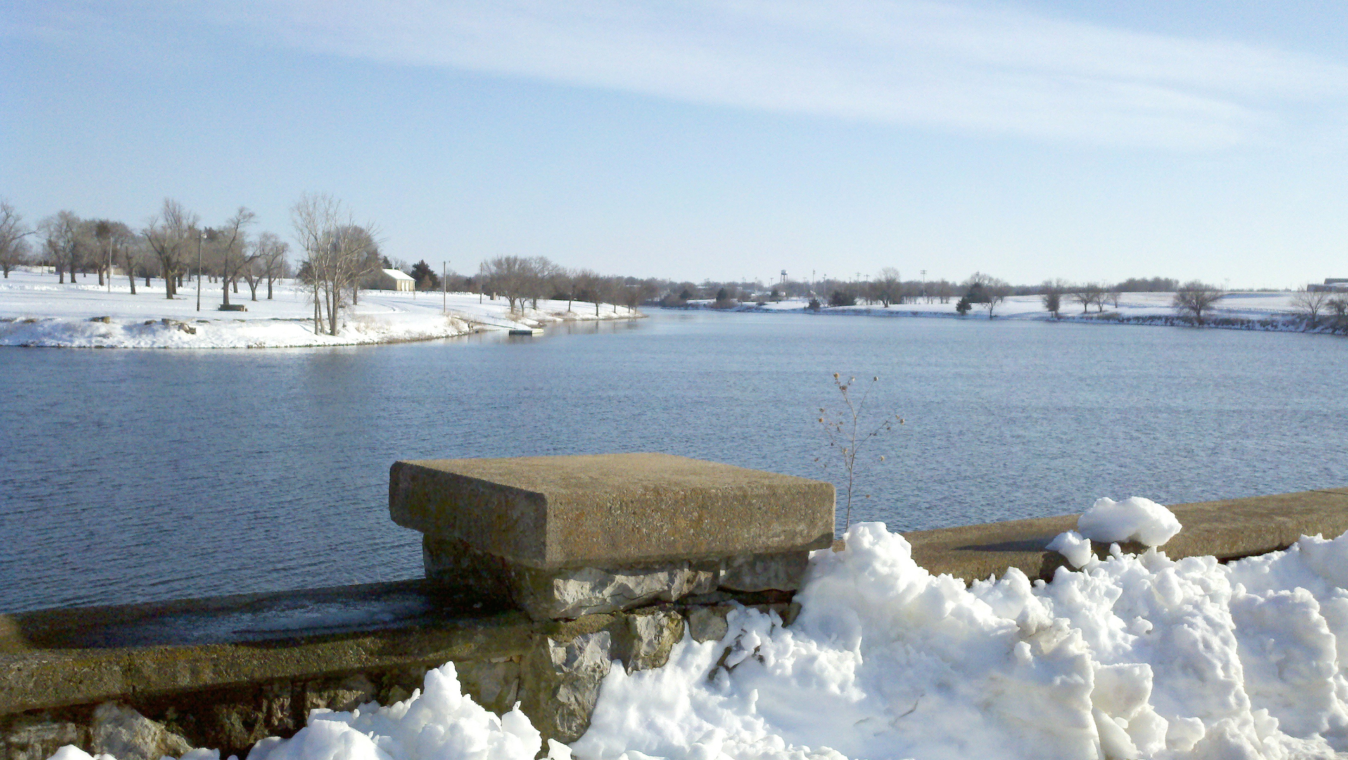 View of the North Lake Park after a snowy day