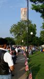 People lining up in the memorial park