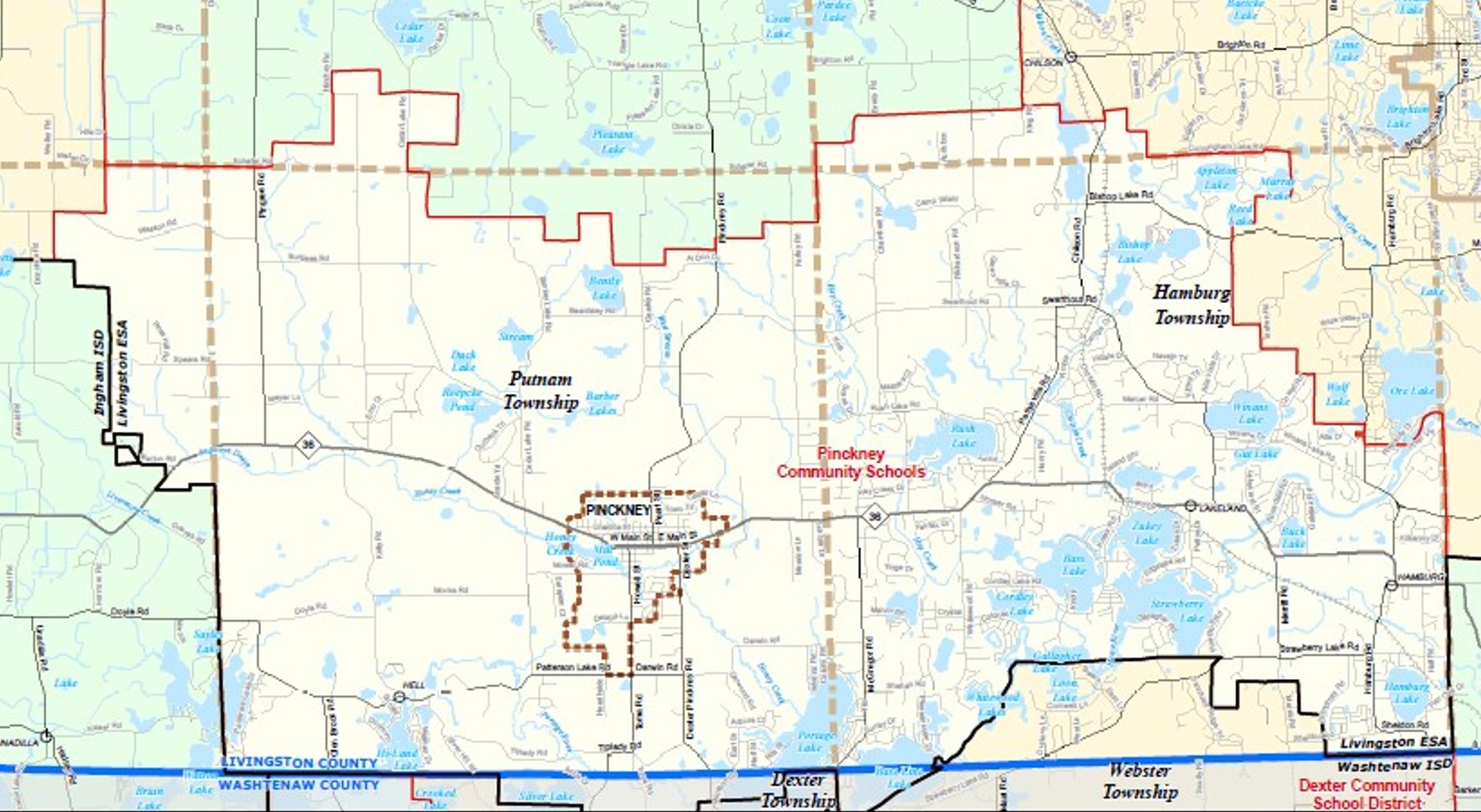 Pinckney District Boundry and Townships