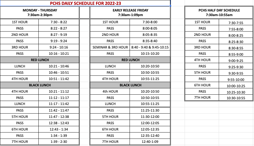daily bell schedules