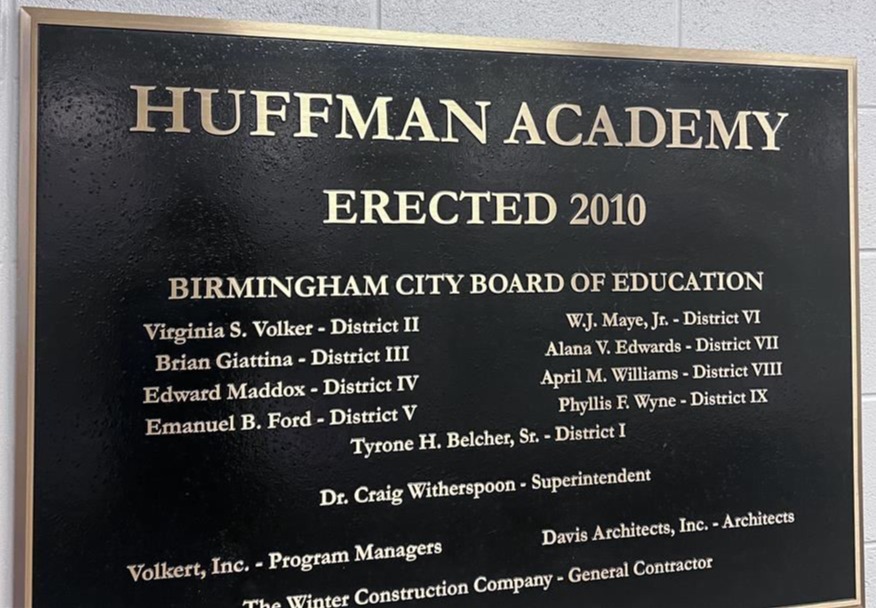 Huffman Academy plaque