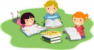 illustration of kids reading books