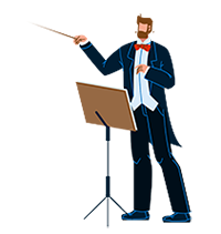 A Choir director instructing 