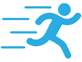 A drawing of blue stick man drawing