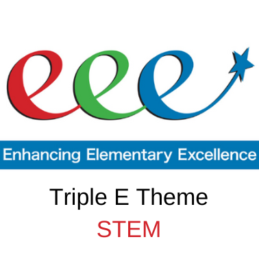 Triple E logo with  one red E, one green E and one blue E that leads to a star