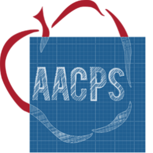 AACPS logo with a blueprint theme