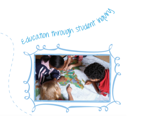 education through student inquiry: students reading a map together