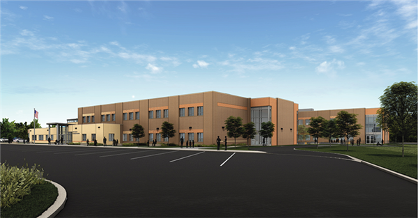 architectural rendering of the front of the school