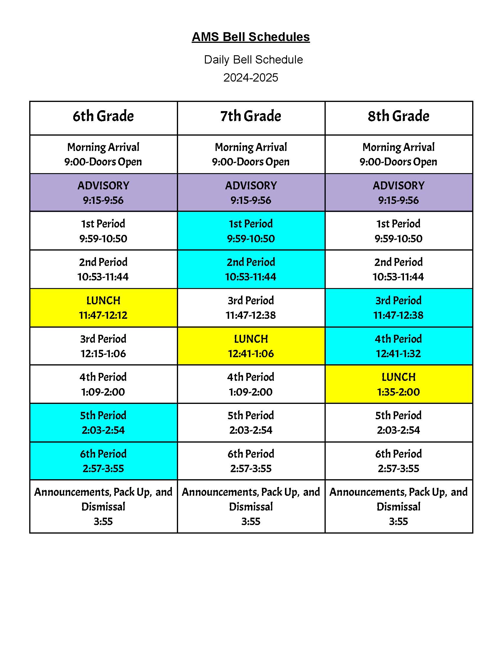 Daily Bell Schedule