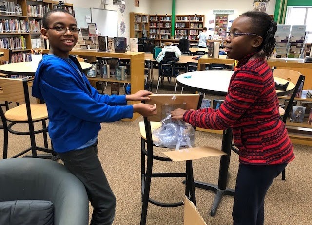 students showing project