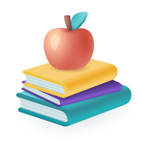 glasses on books and an apple next to it