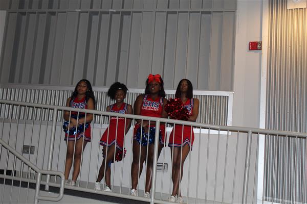 cheerleaders standing and smiling