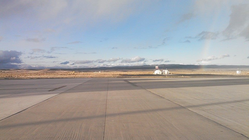 An aerial view of a vast, arid landscape