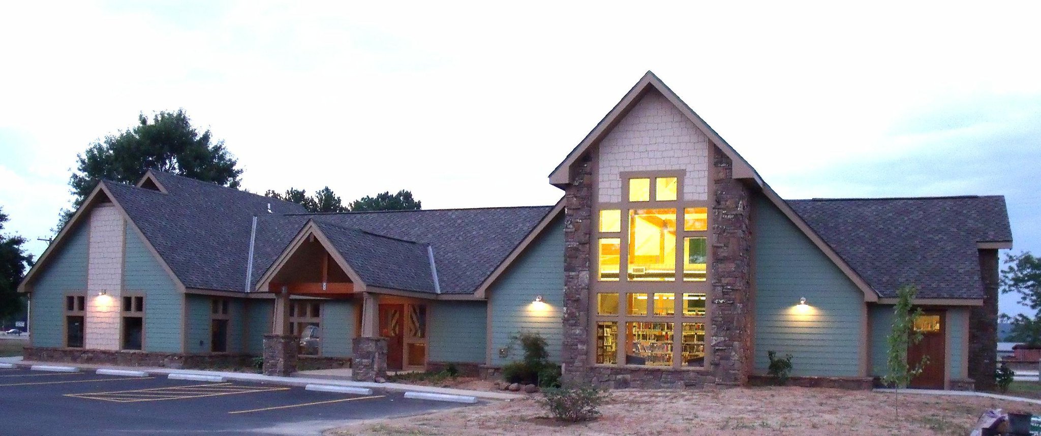 The image shows the elkins public library outside view