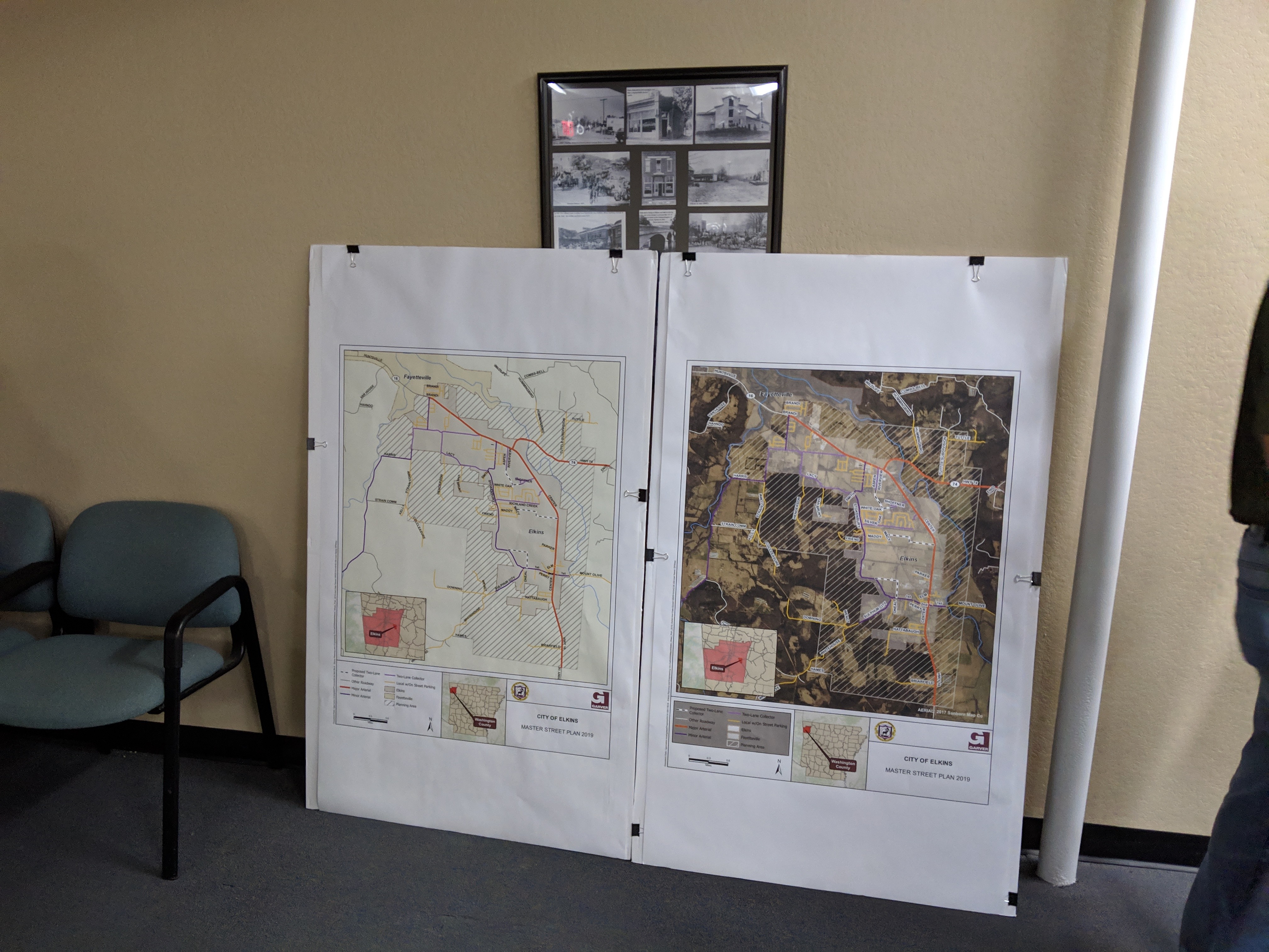 A picture of Elkin City map and blueprints