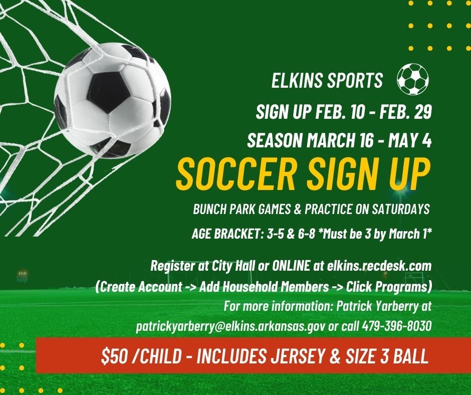 Elkins Sports Soccer Sign up flyer