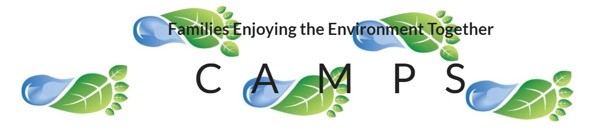 Families enjoying the environment together camps logo